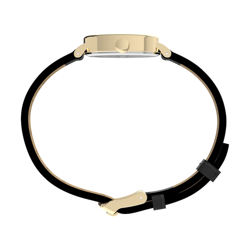 Main Image 6 of Timex Cavatina Women's Gold-Tone Case & Black Leather Strap Watch