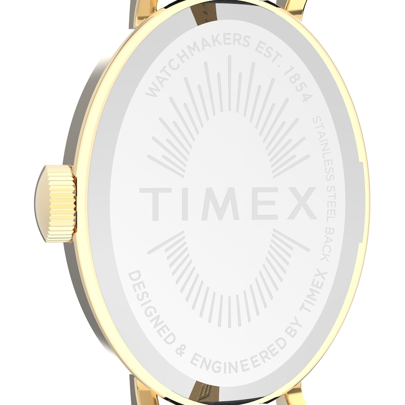 Main Image 8 of Timex Cavatina Women's Gold-Tone Case & Black Leather Strap Watch