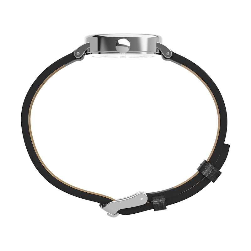 Main Image 5 of Timex Cavatina Women's Silver-Tone Case & Black Leather Strap Watch