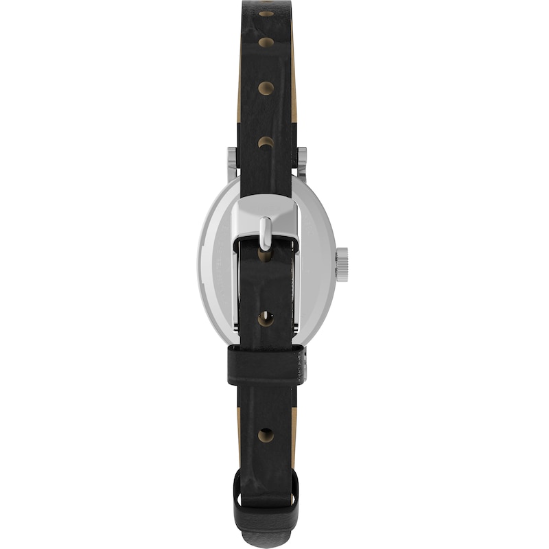 Main Image 6 of Timex Cavatina Women's Silver-Tone Case & Black Leather Strap Watch