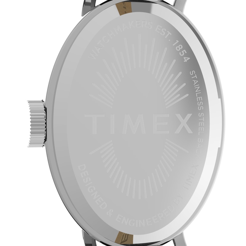 Main Image 7 of Timex Cavatina Women's Silver-Tone Case & Black Leather Strap Watch