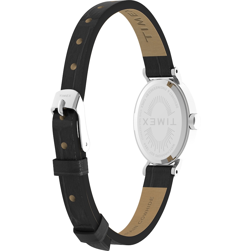 Main Image 8 of Timex Cavatina Women's Silver-Tone Case & Black Leather Strap Watch