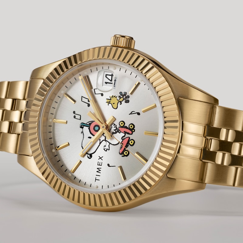 Main Image 2 of Timex Legacy x Peanuts Gold Tone Stainless Steel Bracelet Watchwith Snoopy on Roller Skates