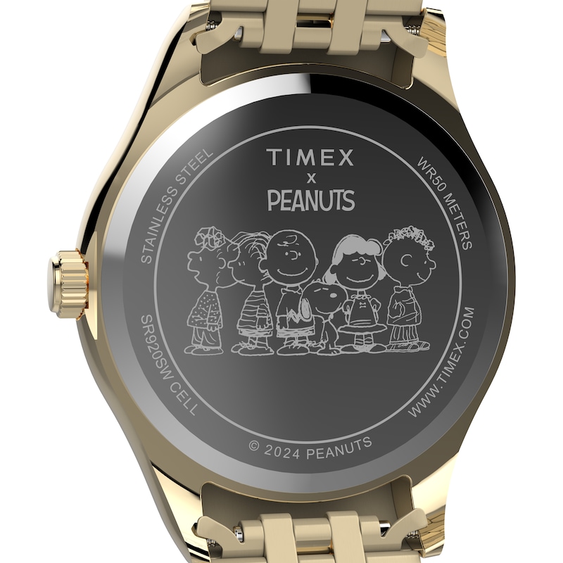 Main Image 5 of Timex Legacy x Peanuts Gold Tone Stainless Steel Bracelet Watchwith Snoopy on Roller Skates