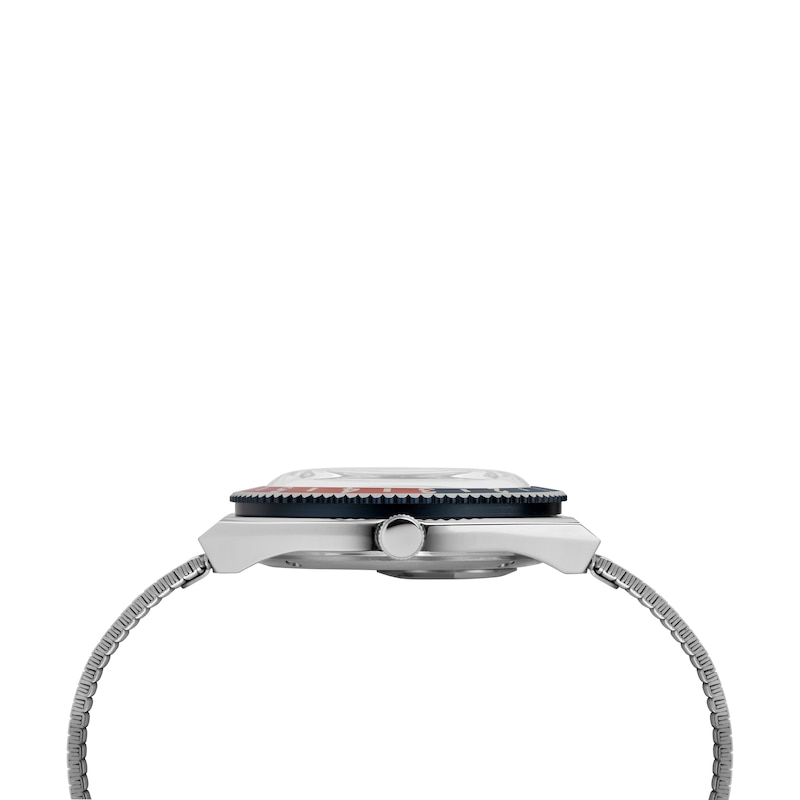 Main Image 2 of Timex Q Diver Inspired Reissue Luminescent Blue & Red Case Woven Stainless Steel Bracelet Watch