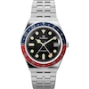 Thumbnail Image 1 of Timex Q GMT Men's Black Dial & Rotating Red & Blue Bezel Stainless Steel Bracelet Watch