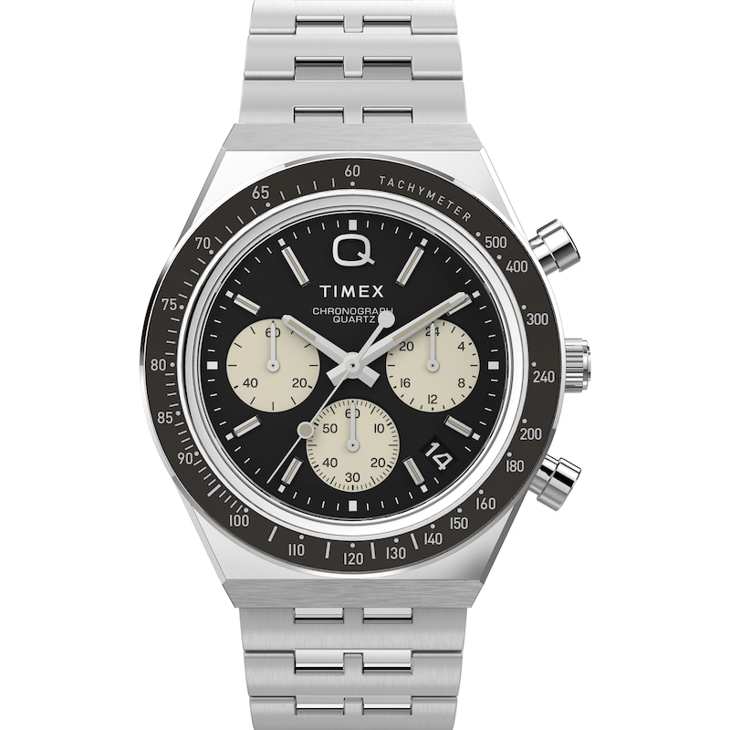Main Image 1 of Timex Q Diver Inspired Chronograph Black Dial Silver Tone Stainless Steel Bracelet Watch