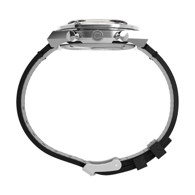 Main Image 3 of Timex Q Diver Inspired Chronograph Black Dial & Black Leather Strap Watch