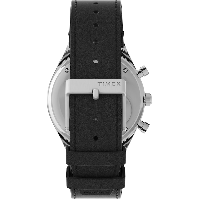 Main Image 4 of Timex Q Diver Inspired Chronograph Black Dial & Black Leather Strap Watch