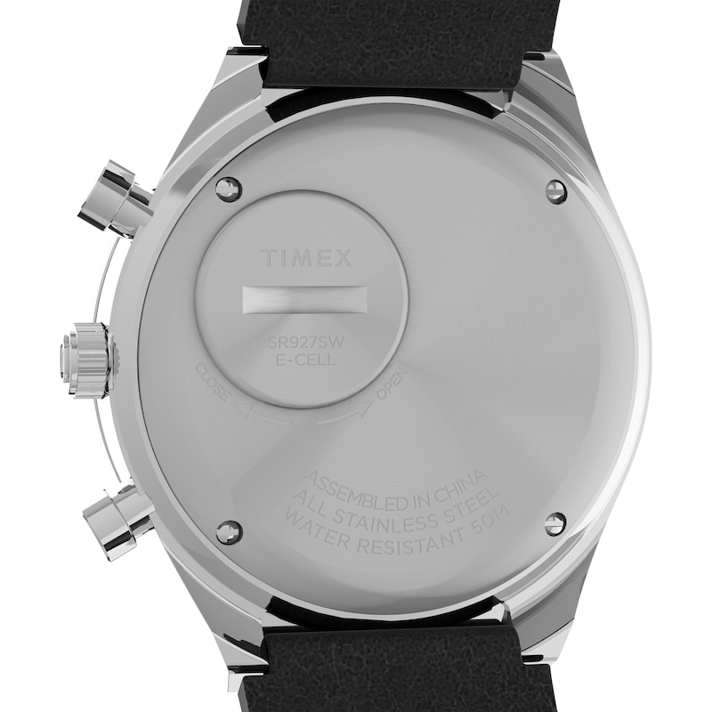 Main Image 5 of Timex Q Diver Inspired Chronograph Black Dial & Black Leather Strap Watch