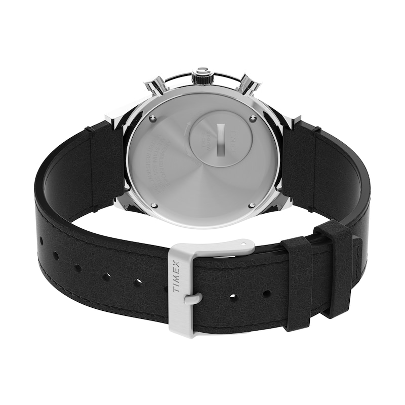 Main Image 6 of Timex Q Diver Inspired Chronograph Black Dial & Black Leather Strap Watch