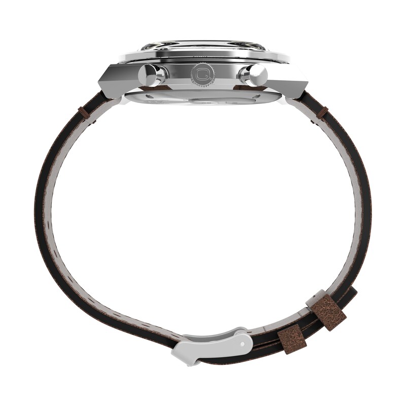 Main Image 3 of Timex Q Diver Inspired Chronograph Cream Dial & Brown Leather Strap Watch