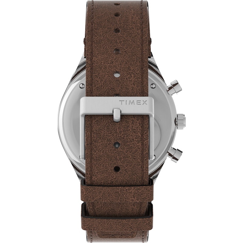 Main Image 4 of Timex Q Diver Inspired Chronograph Cream Dial & Brown Leather Strap Watch
