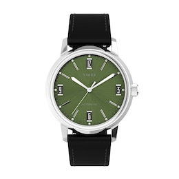 Timex Marlin Automatic Green Dial & Black Leather Strap Watch