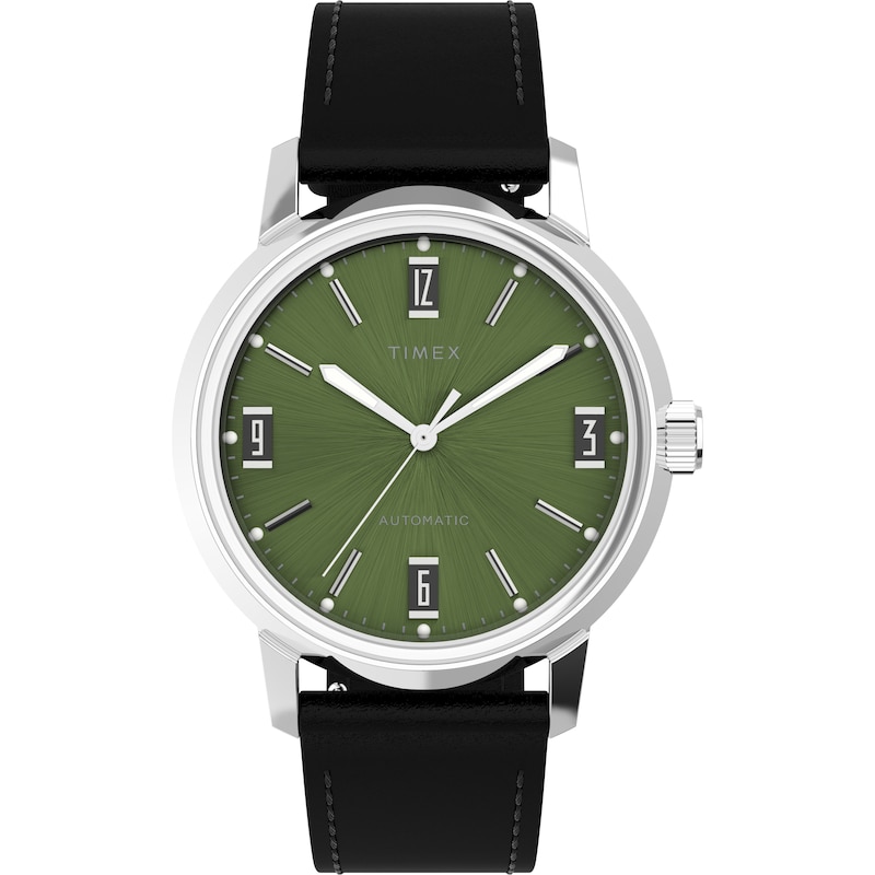 Main Image 1 of Timex Marlin Automatic Green Dial & Black Leather Strap Watch