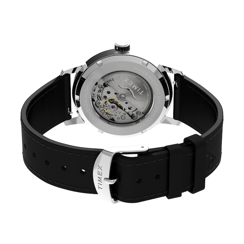 Main Image 9 of Timex Marlin Automatic Green Dial & Black Leather Strap Watch