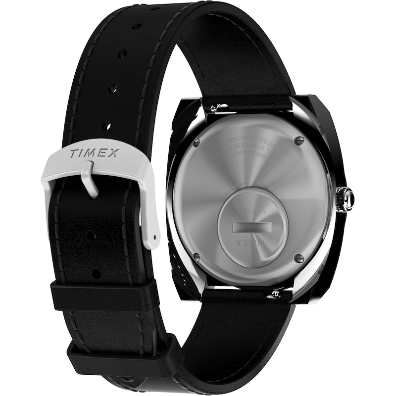 Main Image 6 of Timex World Time Reissue Black Dial & Black Leather Strap Watch