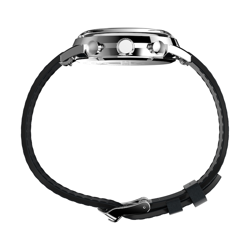 Main Image 2 of Timex Marlin Quartz Chronograph Silver Dial Black Leather Strap Watch