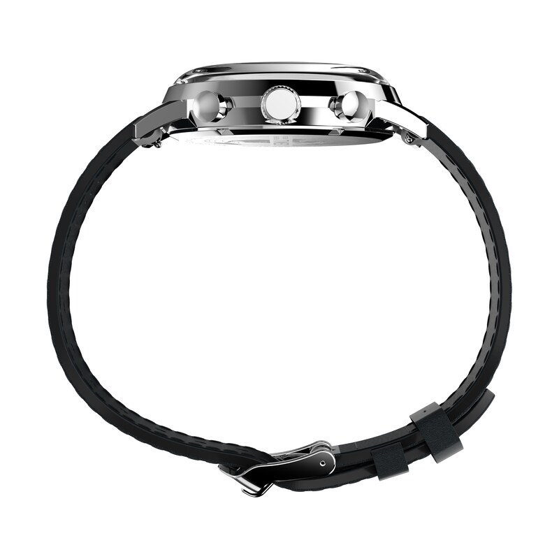 Main Image 6 of Timex Marlin Quartz Chronograph Silver Dial Black Leather Strap Watch