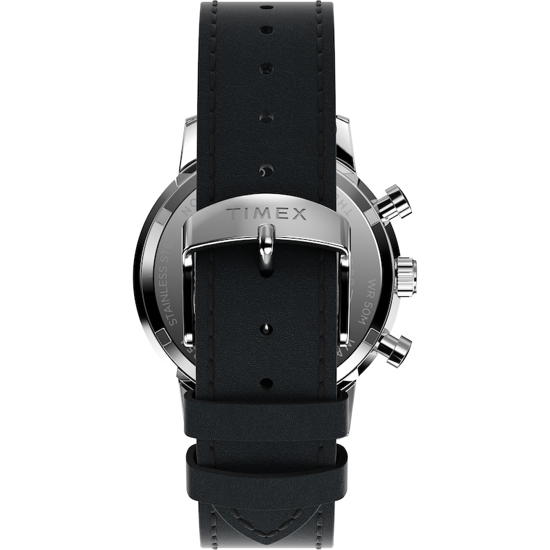 Main Image 7 of Timex Marlin Quartz Chronograph Silver Dial Black Leather Strap Watch