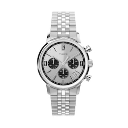 Timex Marlin Quartz Chronograph Silver Dial Stainless Steel Bracelet Watch
