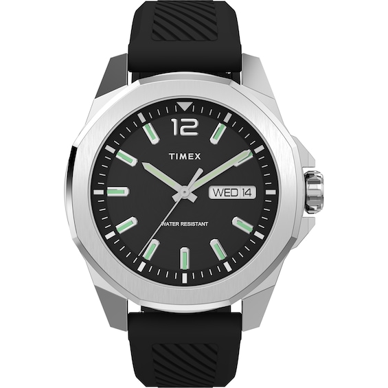 Timex Essex Avenue 46 Black Dial & Black Synthetic Rubber Strap Watch