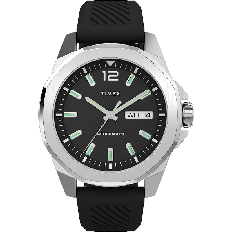 Main Image 1 of Timex Essex Avenue 46 Black Dial & Black Synthetic Rubber Strap Watch