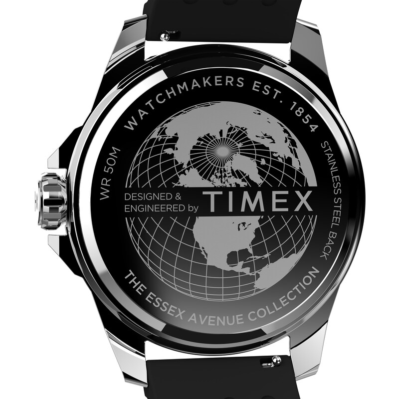 Main Image 8 of Timex Essex Avenue 46 Black Dial & Black Synthetic Rubber Strap Watch