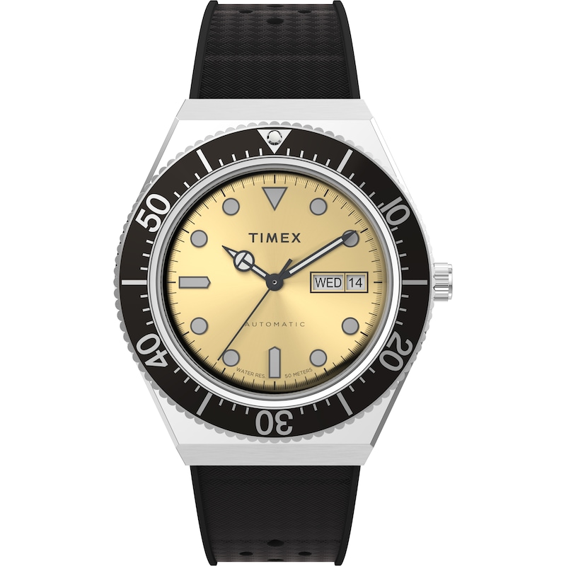 Main Image 1 of Timex M79 Automatic Amber Tone Dial Black Synthetic Rubber Strap Watch