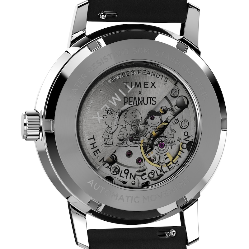 Main Image 4 of Timex Marlin Automatic Snoopy Flying Ace Black Dial & Black Leather Strap Watch