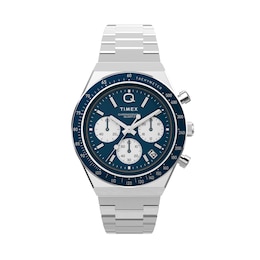 Timex Q Diver Inspired Chronograph Blue Dial Stainless Steel Bracelet Watch