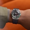 Thumbnail Image 2 of Timex Q GMT Men's Black Dial Green Accented Case & Black Synthetic Rubber Strap Watch