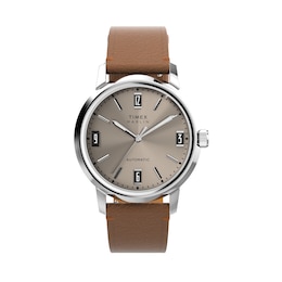 Timex Marlin Automatic Light Bronze Dial & Brown Leather Strap Watch