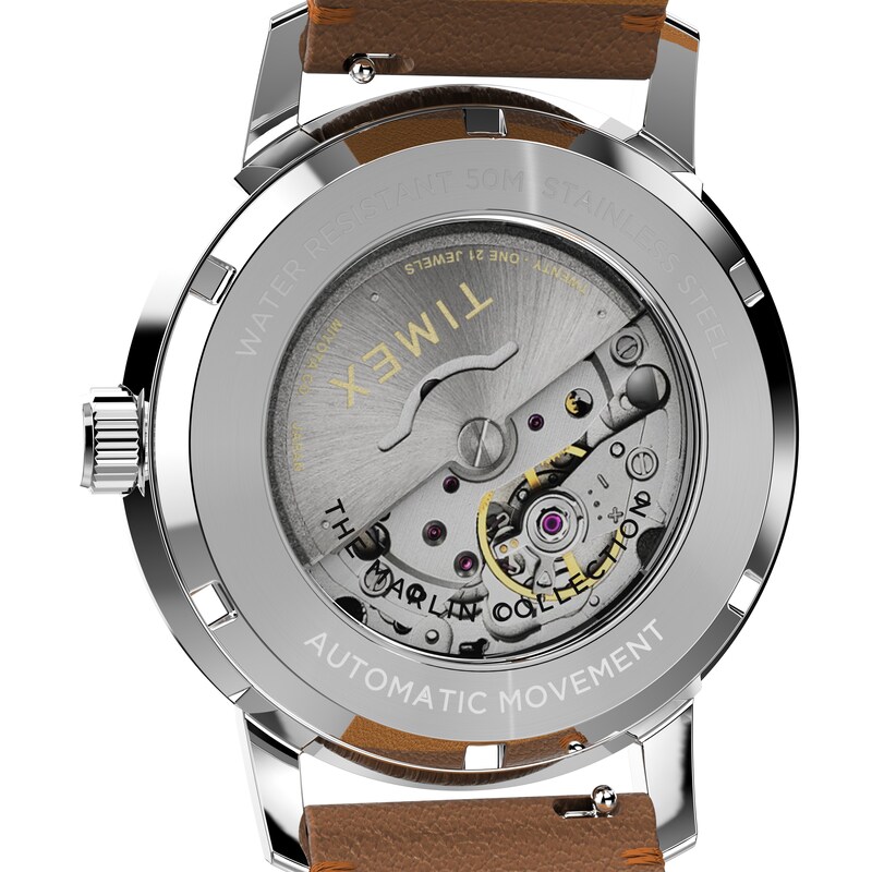 Main Image 8 of Timex Marlin Automatic Light Bronze Dial & Brown Leather Strap Watch