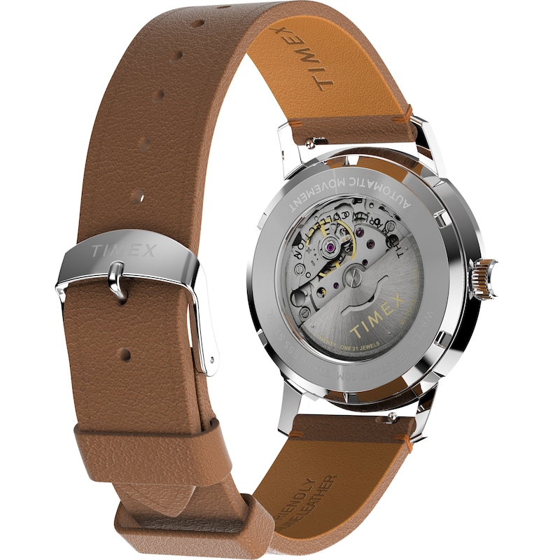 Main Image 9 of Timex Marlin Automatic Light Bronze Dial & Brown Leather Strap Watch
