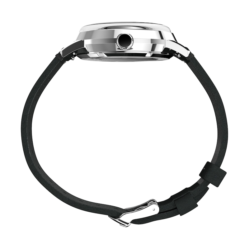 Main Image 6 of Timex Marlin Automatic Black Dial & Black Leather Strap Watch