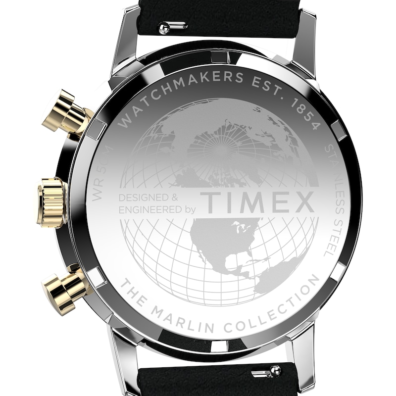 Main Image 4 of Timex Marlin Quartz Chronograph Champagne Dial & Black Leather Strap Watch