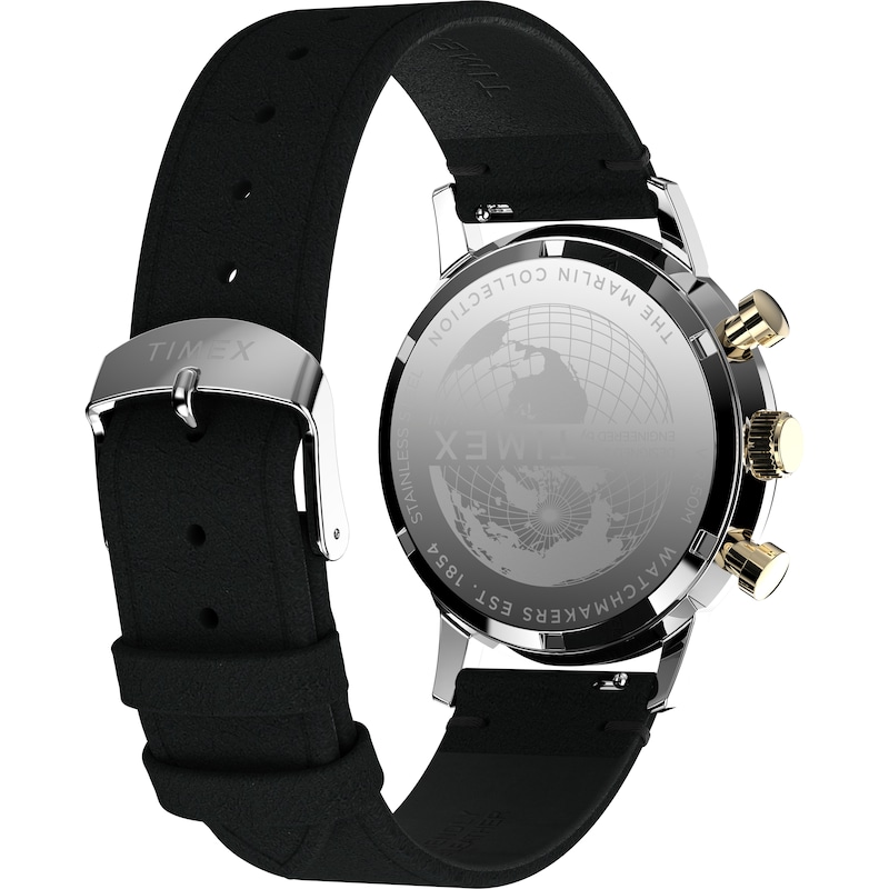 Main Image 9 of Timex Marlin Quartz Chronograph Champagne Dial & Black Leather Strap Watch