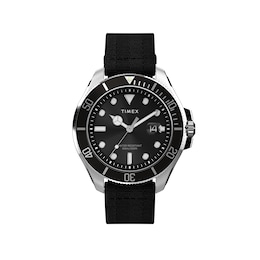 Timex Harborside Coast Black Dial & Tide Upcycled Fabric Strap Watch