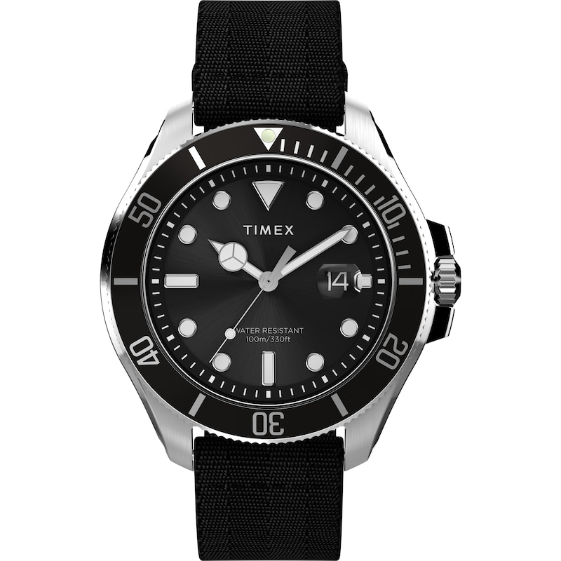 Main Image 1 of Timex Harborside Coast Black Dial & Tide Upcycled Fabric Strap Watch