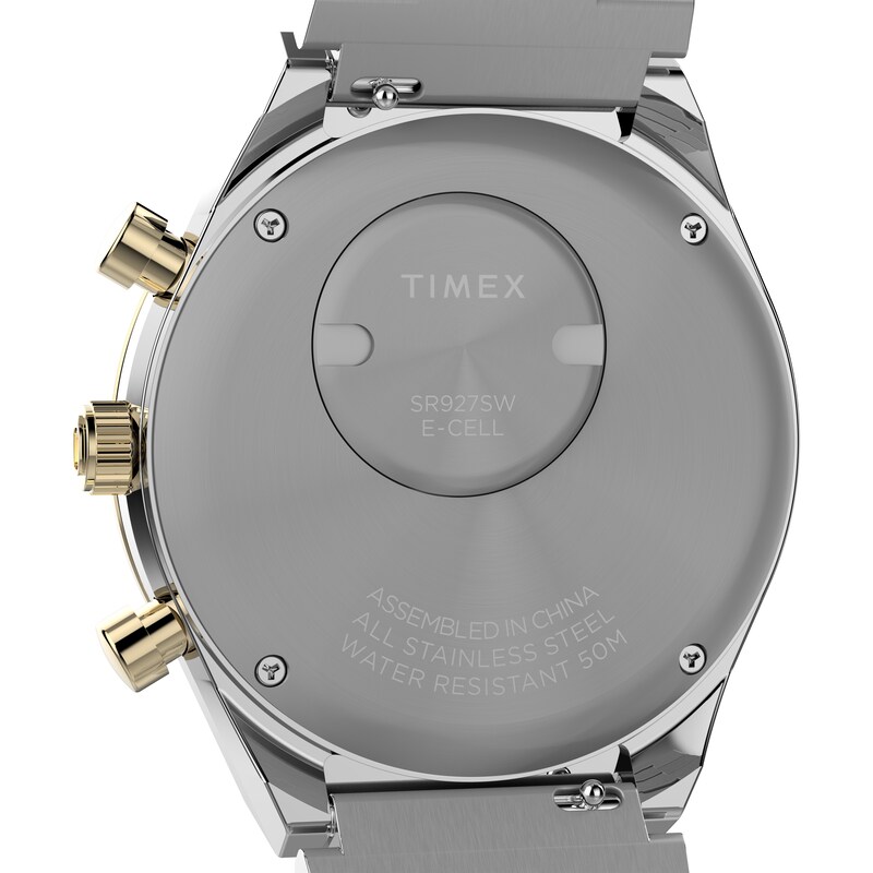 Main Image 6 of Timex Q Chronograph Black & Gold Tone Dial Stainless Steel Watch