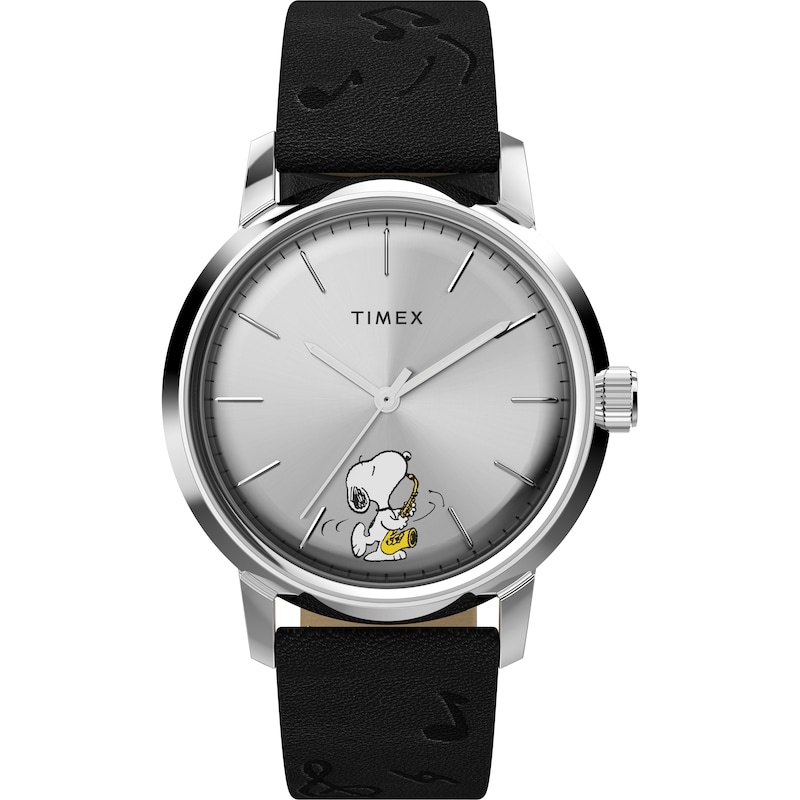 Main Image 1 of Timex x Peanuts Snoopy Marlin Automatic Saxophonist 40mm Leather Strap Watch