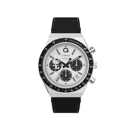 Timex Q Chronograph x Peanuts Snoopy 40mm Black Leather Strap Watch