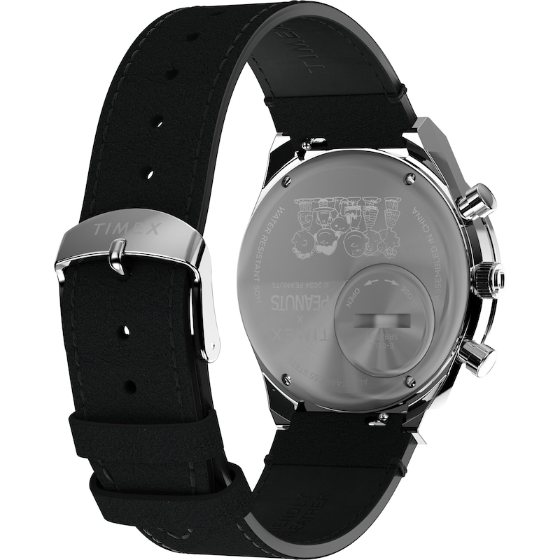 Main Image 5 of Timex Q Chronograph x Peanuts Snoopy 40mm Black Leather Strap Watch