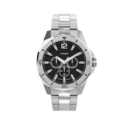 Timex Essex Ave Multifunction 46mm Black Dial Stainless Steel Bracelet Watch