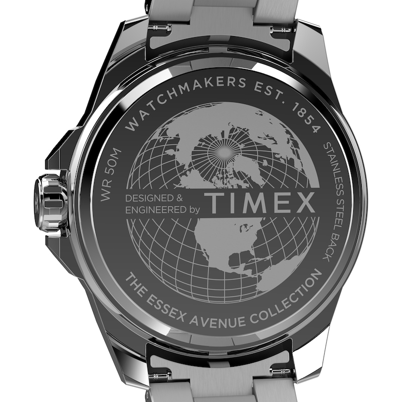 Main Image 8 of Timex Essex Ave Multifunction 46mm Black Dial Stainless Steel Bracelet Watch