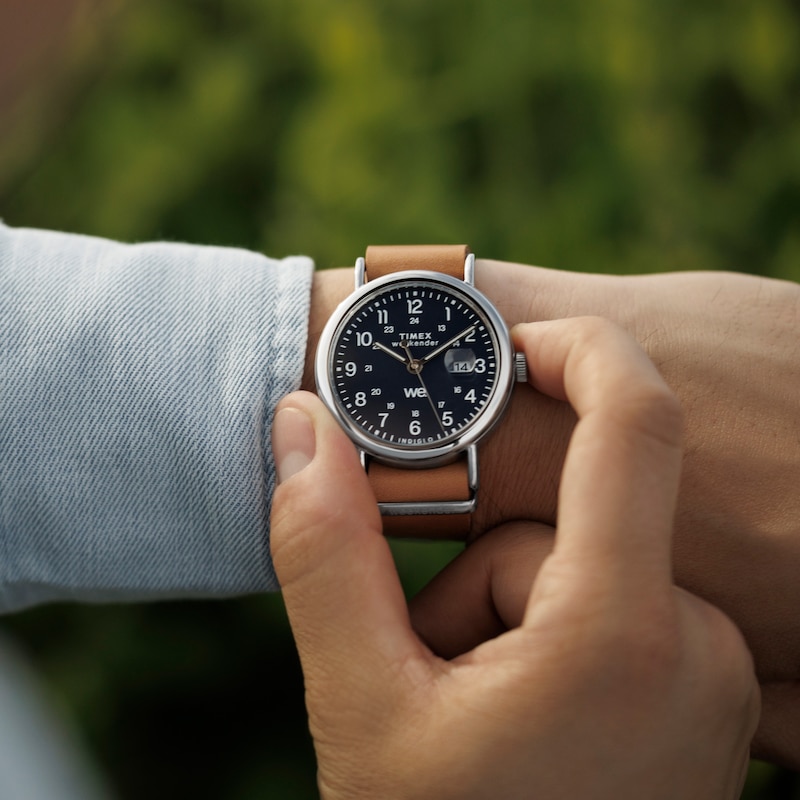 Main Image 3 of Timex Weekender 40mm Brown Leather Strap Watch