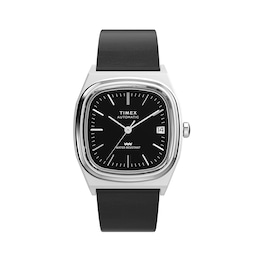 Timex Automatic 1983 E Line Men's 34mm Black Leather Strap Watch