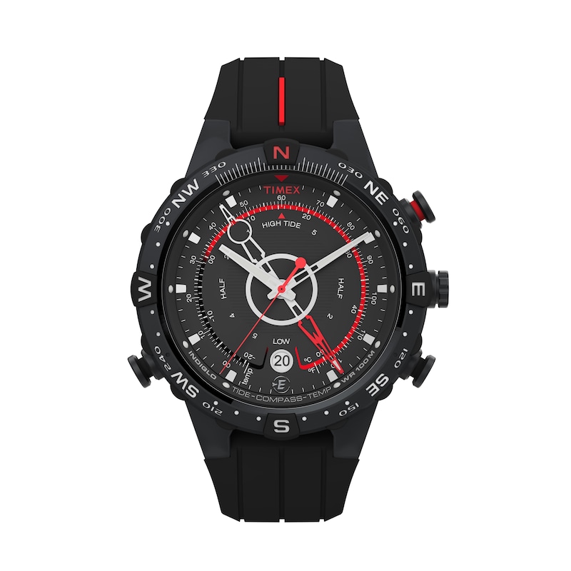 Main Image 1 of Timex IQ Tide Temp Compass 45mm Black Dial & Silicone Strap Watch