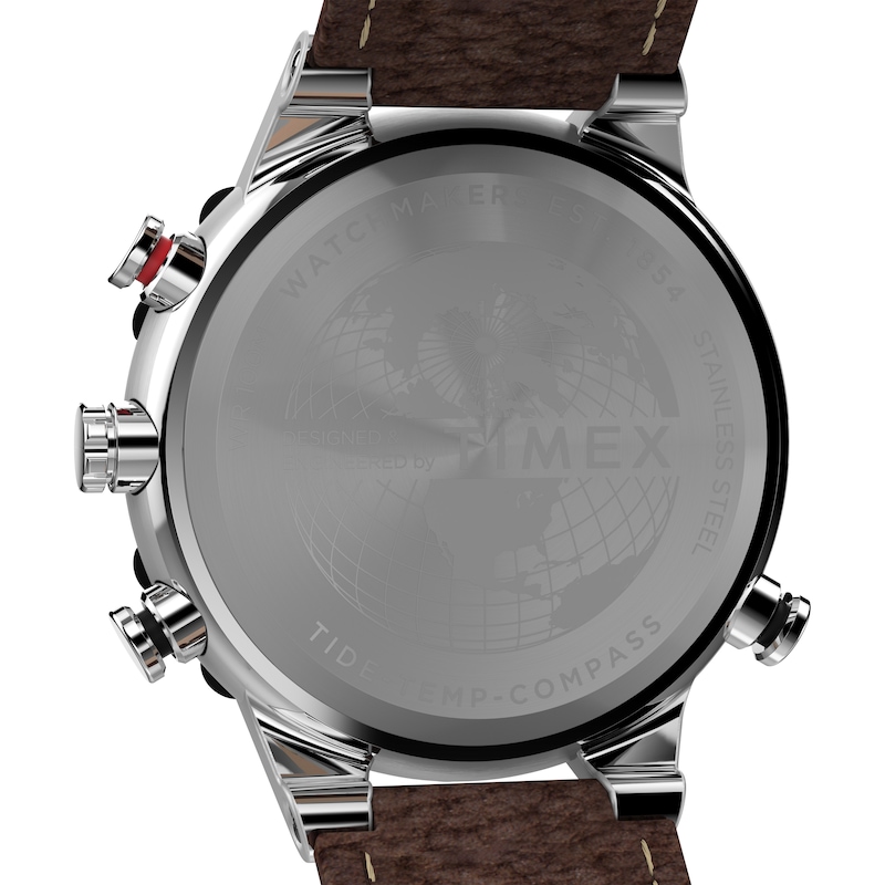 Main Image 4 of Timex IQ Tide Temp Compass 45mm Brown Leather Strap Watch